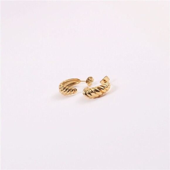 Gold Plated Stainless Steel Croissant Earrings - Picture 5 of 6